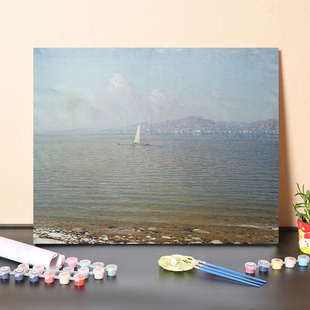 数字油画DIY海边自然风景油画装饰客厅卧室手绘世界名画休闲减压