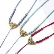 玉佩挂绳民族风项链，绳可调节翡翠，和田玉水晶玛瑙饰品吊坠绳子