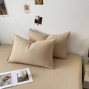纯色水洗棉枕套家用成人枕头套，单人宿舍枕芯内胆套48x74cm一对装