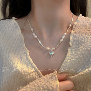 SUGAR 狂种草~天然珍珠项链女款轻奢小众设计碎银子锁骨链高级感