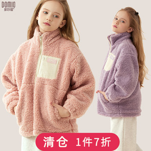 女童羊羔毛外套(毛外套)秋装，冬装2024儿童摇粒绒，保暖羊羔绒棉服女童装