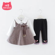 女宝宝春季长袖韩版儿童三件套1-2-3岁女童秋装洋气新潮小童套装