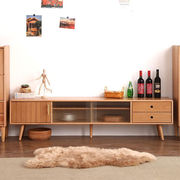 素杉实木电视柜北欧小户型客厅家具矮柜现代简约地柜1.5原木色