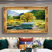 欧式纯手绘风景油画客厅沙发背景墙装饰画餐厅挂画有框画福禄壁画