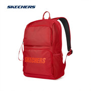 斯凯奇双肩包大学生，电脑包男女运动背包大容量，红色初中生通勤书包