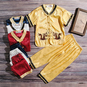 儿童夏款唐装套装薄款男童夏季中式复古短袖中大童中国风家居服