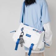 日系大学生上课通勤包斜跨ins工装挎包布袋包女大容量单肩邮差包!