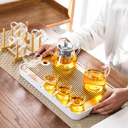 高档玻璃功夫茶具套装家用办公整套轻奢高档茶盘耐热透明泡茶茶壶