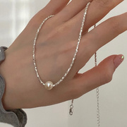 珍珠碎银子项链女纯银999轻奢小众，真多麻颈链，锁骨链520情人节礼物