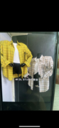 韩版春夏款格子棉布中长款长袖，排扣衬衫女黄格纹白格纹+白t俩件套