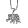 不锈钢铸造复古动物小象吊坠，钛钢男女街头时尚长款项链