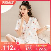 家时光月子服夏季薄款产后短袖纯棉纱布孕妇哺乳睡衣怀孕期家居服