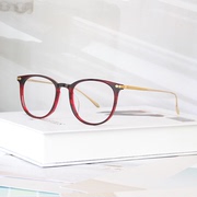 海伦凯勒气质高端红色眼镜框钛超轻一体式鼻托眼镜女近视可配度数