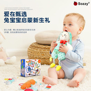 新生儿玩具礼盒安抚毛绒兔子套装，婴儿推车挂件，玩具手摇铃牙胶玩偶