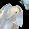 纯棉短袖t恤男夏季潮牌白色体恤简约百搭字母印花情侣半袖打底衫