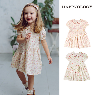happyology英国儿童春夏，裙子翻领短袖童装针织，女童短袖连衣裙