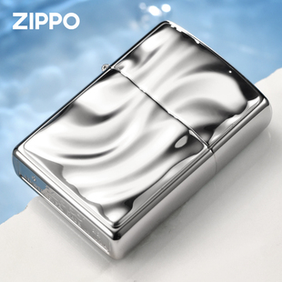 zippo打火机正版金属镜面贴章银粼煤油防风男士创意礼物