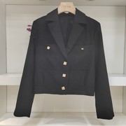 23长袖短款黑色西服上衣女黑色夹克外套