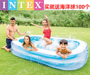 INTEX儿童游泳池长方型充气家庭戏水池玩沙池海洋球池加厚