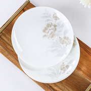 家用骨瓷浅盘创意早餐碟子，景德镇纯白盘子6个装圆形菜盘简西餐盘