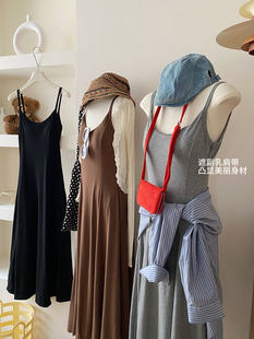 超jue~法式针织棉吊带，连衣裙女夏外穿大裙摆显瘦气质打底背心长裙