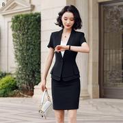 黑色职业装西装套装女2023款时尚短袖西服美容院工作服两件套