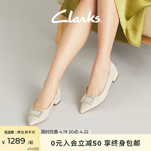 Clarks其乐莎莎小姐女鞋2024春款乐福鞋女小皮鞋尖头单鞋婚鞋