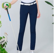高尔夫球服装女裤中腰夏季女士，深蓝色长裤轻薄修身高球裤子g-life