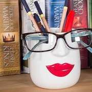 眼镜架托陶瓷笔筒办公室桌面送老师创意送女友礼物化妆笔收纳罐