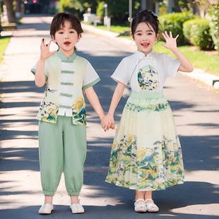汉服女童套装夏季2024儿童装唐装演出服马面裙新中式国风女孩