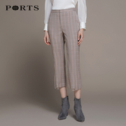 ports宝姿女装，2023直筒格纹显瘦气质ol七分长裤lm9p003nfq043