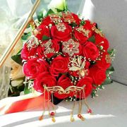 结婚手捧花中式婚礼，新娘复古婚纱摄影道具，仿真手捧花束求婚告