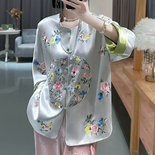 新中式女装唐装国风刺绣上衣成人汉服2023秋季高级感改良短款外套