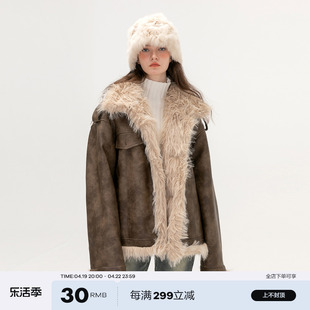 3S3女装韩系冬季毛领设计感加厚加绒外套高级感宽松潮牌休闲棉服