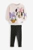 next儿童t恤套装2023秋季女童，黑白disney上衣+打底裤2件3月-7歲