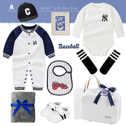 秋季棒球运动新生婴儿礼盒套装衣服创意摄影潮服帅气满月礼物高档