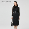 mojo2022春季收腰立领，连衣裙子女通勤高级设计感裙