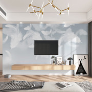 定制壁画灰色北欧墙纸简约现代大气羽毛墙布客厅电视背景墙壁纸