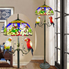 蒂凡尼纯手工彩色玻璃别墅客厅，北欧古堡卧室2鹦鹉，落地灯包安装(包安装)