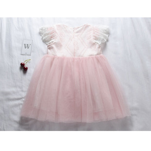超美女童蕾丝小飞袖，连衣裙小童宝宝梦幻，白色粉色蓬蓬纱公主裙子