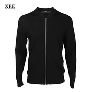 XEE商场同款 男士棒球领黑色毛衣弹力舒适拉链时尚简约针织长袖衫