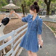 夏季牛仔提花连衣裙女法式质感，牛仔裙高端精致小香风设计感连