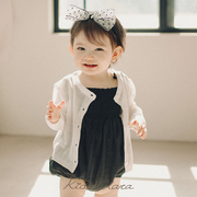 KIDSCLARA韩国婴儿针织衫2024夏款超薄舒适长袖宝宝防晒衫空调衫