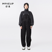moveup幻走2023冬季.fun系列纯棉大贴袋设计师，可调节背带裤女