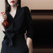 欧洲站网红优雅法式复古针织，短外套半身，裙子上班服两件式套装