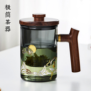 旭日东升玻璃泡茶杯茶水分离水杯，男士办公室个人，日式家用茶道杯子