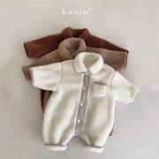 婴儿冬季毛毛衣(毛毛衣)韩版童装，幼儿宝宝加绒爬爬服加厚保暖连体哈衣冬装