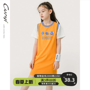 纯一良品童装女童连衣裙韩版女孩夏装篮球服儿童时尚运动裙子