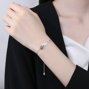 拉丝小猫手链女生高级感纯银s925小众设计简约月光石手环学生礼物