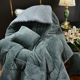 折叠抱枕被子两用冬季加厚加大珊瑚绒毯办公室午睡毯子二合一